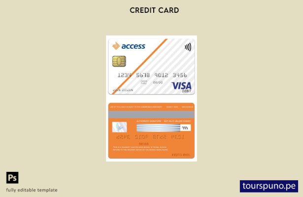 lista para imprimir plantilla de tarjeta de débito visa Ghana Access Bank